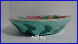 Vtg LESAL Ceramics Pink Roses, Cats, Butterflies & Bees Hand Signed Pottery Bowl