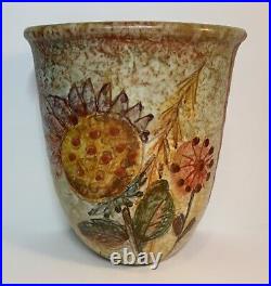 Vtg Lazzaro Modigliani Italian Pottery Wall Pocket Vase Planter Sunflower FALL