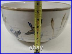 Vtg. Louisville Stoneware Co. Handmade Pottery Punch Bowl & (10) matching Cups