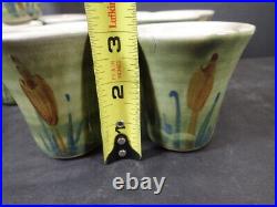 Vtg. Louisville Stoneware Co. Handmade Pottery Punch Bowl & (10) matching Cups