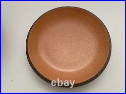 Vtg MCM Edith Heath Ceramic Pottery Casserole Bowl withLid Pumpkin Brown