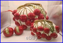 Vtg MCM ITALY MANCIOLI CHERRY Soup Tureen Candy Dish & Salt & Pepper