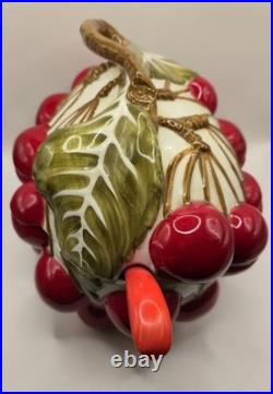 Vtg MCM ITALY MANCIOLI CHERRY Soup Tureen Candy Dish & Salt & Pepper