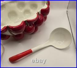 Vtg MCM ITALY MANCIOLI CHERRY Soup Tureen Candy Dish & Salt & Pepper