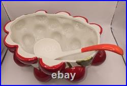 Vtg MCM ITALY MANCIOLI CHERRY Soup Tureen Candy Dish & Salt & Pepper