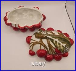 Vtg MCM ITALY MANCIOLI CHERRY Soup Tureen Candy Dish & Salt & Pepper
