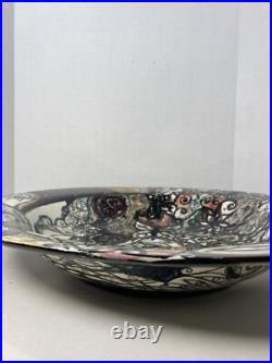 Vtg MCM Large 18.5 Finely Done Intricate Abstract Design Ceramic Bowl -Signed