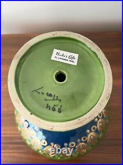 Vtg MCM Rosental Netter Aldo Londi Italian Ceramic Pottery Bowl Green Blue Gold
