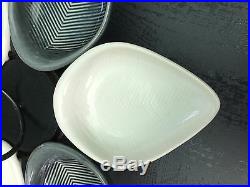 Vtg MCM modern pottery leaf BOWLS w LAZY SUSAN eames tiki bar pupu platter