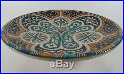 Vtg MOROCCAN Fez Arabesque Moorish Polychrome Signed Ceramic Bowl