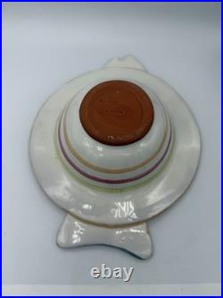 Vtg MacKenzie Childs Fish Story Bowl Plate Red Clay Aurora NY Hand Painte Retire