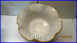 Vtg Majolica Pottery Italian Fruit Bowl Pedestal Dual Handles Hand Painted 9.5