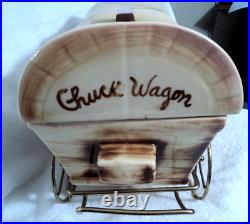 Vtg McCoy Art Pottery El Rancho Bar-B-Que Chuck Wagon Warmer w Carriage Candles