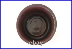 Vtg. Mid-Century Modern Etched Stoneware Planter Bowl Pot Textured Brown Pottery