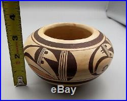 Vtg Nellie Nampeyo Hopi Polychromatic Pottery Clay Bowl Pot Sw Bird Signed