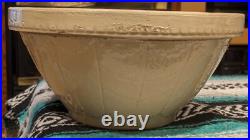 Vtg Primitive Farmhouse Zinc Glazed Crock Dough Mixing Bowl Antique 10.5 wide