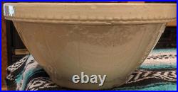 Vtg Primitive Farmhouse Zinc Glazed Crock Dough Mixing Bowl Antique 10.5 wide
