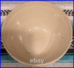 Vtg Primitive Farmhouse Zinc Glazed Crock Dough Mixing Bowl Antique 10.5 wide