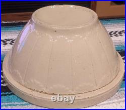 Vtg Primitive Farmhouse Zinc Glazed Crock Dough Mixing Bowl Antique 10.5 wide