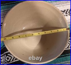 Vtg Primitive Farmhouse Zinc Glazed Crock Dough Mixing Bowl Antique 10.5 wide