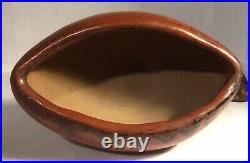 Vtg Rare Maricopa Pottery Canoe bowl 5 long 2 1/2 high 3 wide on wood stand