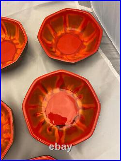 Vtg Red Drip Glaze California Pottery Rustic Bowls 750B USA