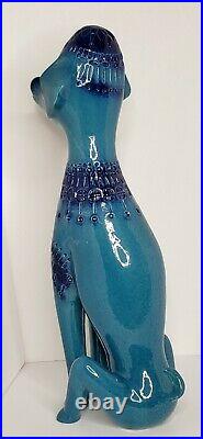 Vtg Rimini Blue 18 3/4 Dog Figurine Aldo Londi Bitossi Style Signed Italy