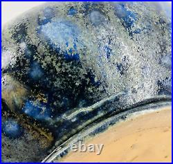 Vtg Roger Guerin Belgium Arts Crafts Art Pottery Blue Grey Mottled Bowl