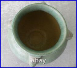 Vtg Roseville Topeo Blue round rose bowl vase 245-6 USA arts & crafts pottery