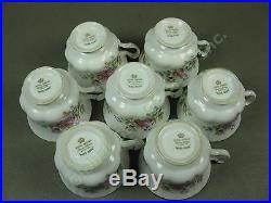 Vtg Royal Albert Moss Rose Bone China Tea Set Lot Teapot Cups Creamer Sugar Bowl
