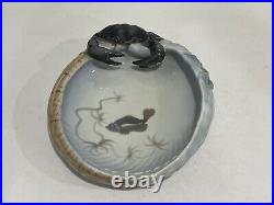 Vtg Royal Copenhagen Denmark Porcelain Crab & Fish Bowl / Tray 2465 Erik Nielsen