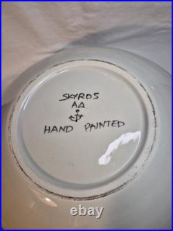 Vtg Skyros Greece Pottery Stunning Double Roosters 16 Hand Painted Cottage Farm