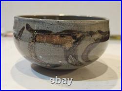 Vtg Studio Art Pottery Matcha Chawan Bowl Signed Artist Lava Drip Glaze 7.5x4.5