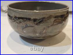 Vtg Studio Art Pottery Matcha Chawan Bowl Signed Artist Lava Drip Glaze 7.5x4.5