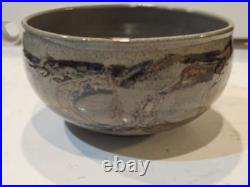 Vtg Studio Art Pottery Matcha Chawan Bowl Signed Artist Lava Drip Glaze 7.5x4.5