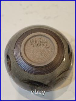 Vtg Studio Art Pottery Matcha Chawan Bowl Signed Artist Lava Drip Glaze 7.5x4.5