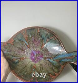 Vtg. Studio Earthenware Signed Potters Brown Candy Wrap Pottery Sculptural Piece