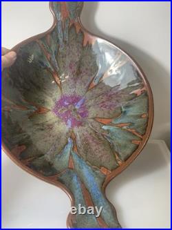 Vtg. Studio Earthenware Signed Potters Brown Candy Wrap Pottery Sculptural Piece