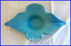 Vtg Van Briggle Pottery Console Bowl/Dish, Ming Blue Turquoise Stylized Flower