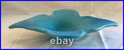 Vtg Van Briggle Pottery Console Bowl/Dish, Ming Blue Turquoise Stylized Flower