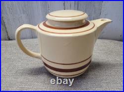 Vtg Watt Pottery Lot Teapot, Sugar Bowl with Lid & Creamer Striped RARE Set #112