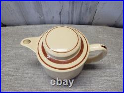 Vtg Watt Pottery Lot Teapot, Sugar Bowl with Lid & Creamer Striped RARE Set #112