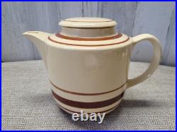 Vtg Watt Pottery Lot Teapot, Sugar Bowl with Lid & Creamer Striped RARE Set #112