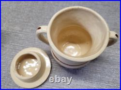 Vtg Watt Pottery Lot Teapot, Sugar Bowl with Lid & Creamer Striped RARE Set #112