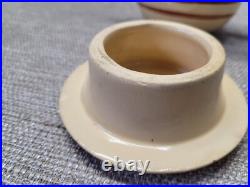 Vtg Watt Pottery Lot Teapot, Sugar Bowl with Lid & Creamer Striped RARE Set #112