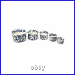 Vtg Wedgwood Windermere Graduated Nesting Bowls Set 5 Blue White Floral Ironston