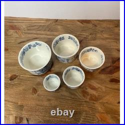 Vtg Wedgwood Windermere Graduated Nesting Bowls Set 5 Blue White Floral Ironston