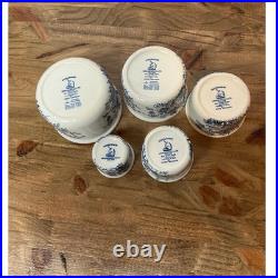 Vtg Wedgwood Windermere Graduated Nesting Bowls Set 5 Blue White Floral Ironston