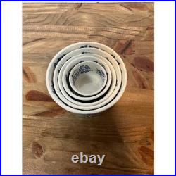 Vtg Wedgwood Windermere Graduated Nesting Bowls Set 5 Blue White Floral Ironston