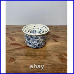 Vtg Wedgwood Windermere Graduated Nesting Bowls Set 5 Blue White Floral Ironston